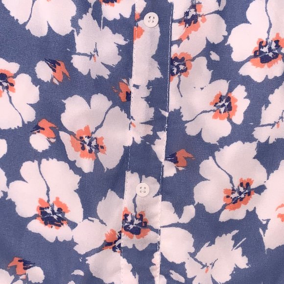 Women's Floral Tops | Blue Feminine Top | Short Puff Sleeves Top Size XS - Picture 3 of 8